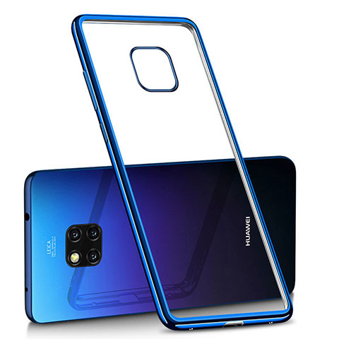 Custodia Silicone Trasparente Ultra Sottile Cover Morbida H02 per Huawei Mate 20 Pro Blu