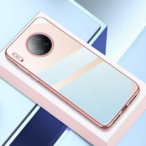 Custodia Silicone Trasparente Ultra Sottile Cover Morbida H02 per Huawei Mate 30E Pro 5G Oro Rosa