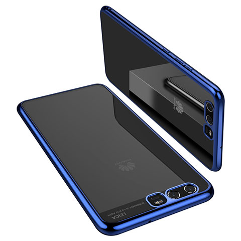 Custodia Silicone Trasparente Ultra Sottile Cover Morbida H02 per Huawei P10 Blu