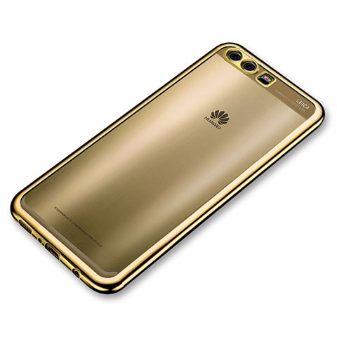 Custodia Silicone Trasparente Ultra Sottile Cover Morbida H02 per Huawei P10 Oro