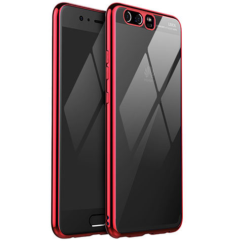 Custodia Silicone Trasparente Ultra Sottile Cover Morbida H02 per Huawei P10 Plus Rosso