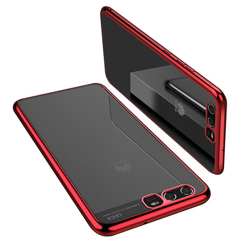 Custodia Silicone Trasparente Ultra Sottile Cover Morbida H02 per Huawei P10 Rosso