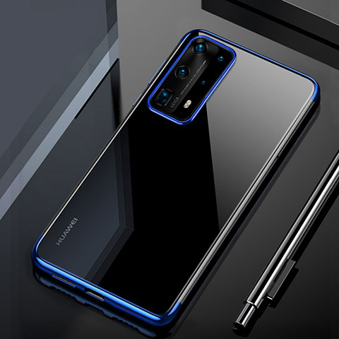 Custodia Silicone Trasparente Ultra Sottile Cover Morbida H02 per Huawei P40 Pro+ Plus Blu