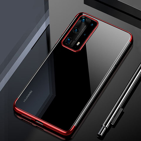 Custodia Silicone Trasparente Ultra Sottile Cover Morbida H02 per Huawei P40 Pro+ Plus Rosso