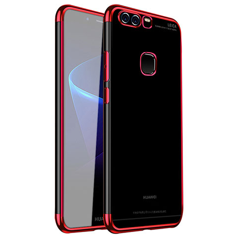 Custodia Silicone Trasparente Ultra Sottile Cover Morbida H02 per Huawei P9 Plus Rosso