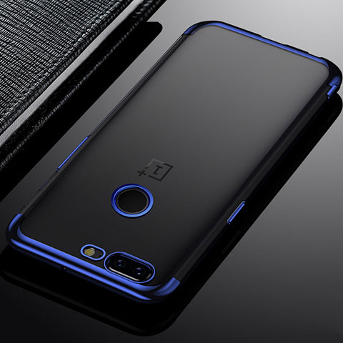 Custodia Silicone Trasparente Ultra Sottile Cover Morbida H02 per OnePlus 5T A5010 Blu