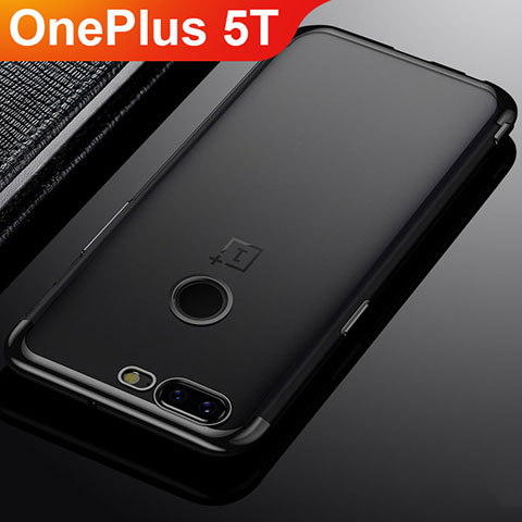 Custodia Silicone Trasparente Ultra Sottile Cover Morbida H02 per OnePlus 5T A5010 Nero