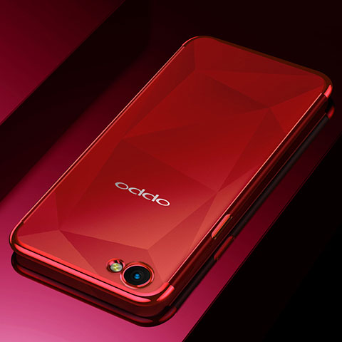 Custodia Silicone Trasparente Ultra Sottile Cover Morbida H02 per Oppo A3 Rosso