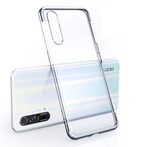 Custodia Silicone Trasparente Ultra Sottile Cover Morbida H02 per Oppo Find X2 Neo Argento