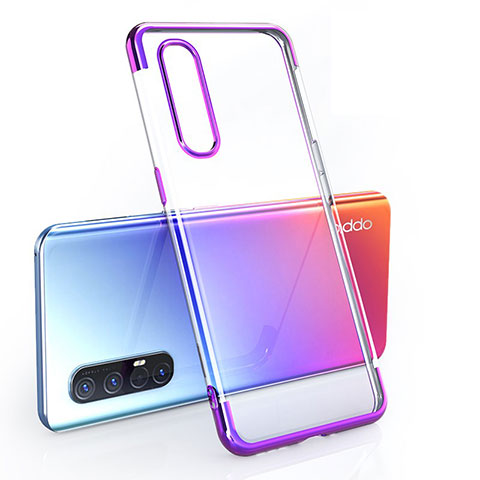 Custodia Silicone Trasparente Ultra Sottile Cover Morbida H02 per Oppo Find X2 Neo Viola