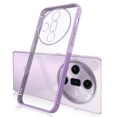 Custodia Silicone Trasparente Ultra Sottile Cover Morbida H02 per Oppo Find X7 5G Viola