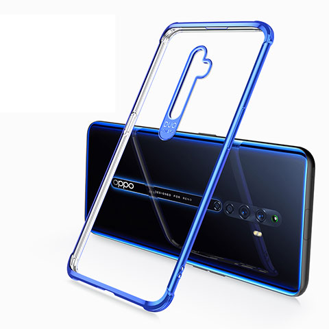 Custodia Silicone Trasparente Ultra Sottile Cover Morbida H02 per Oppo Reno2 Z Blu