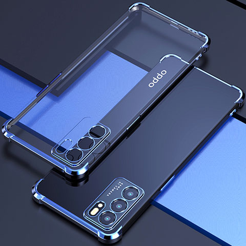 Custodia Silicone Trasparente Ultra Sottile Cover Morbida H02 per Oppo Reno6 Pro 5G India Blu