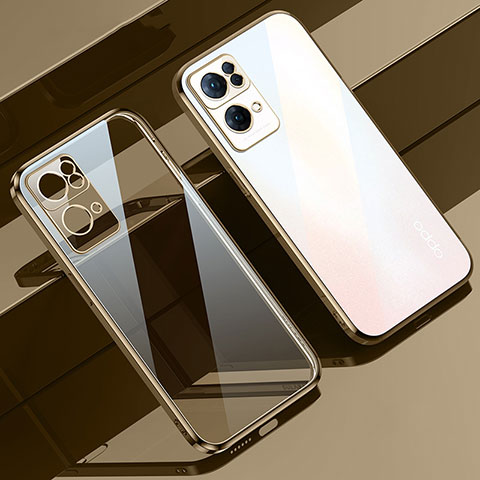 Custodia Silicone Trasparente Ultra Sottile Cover Morbida H02 per Oppo Reno7 Pro 5G Oro