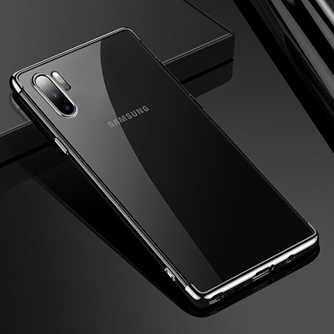 Custodia Silicone Trasparente Ultra Sottile Cover Morbida H02 per Samsung Galaxy Note 10 Plus 5G Argento