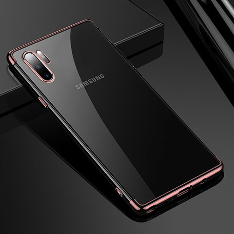 Custodia Silicone Trasparente Ultra Sottile Cover Morbida H02 per Samsung Galaxy Note 10 Plus 5G Oro Rosa