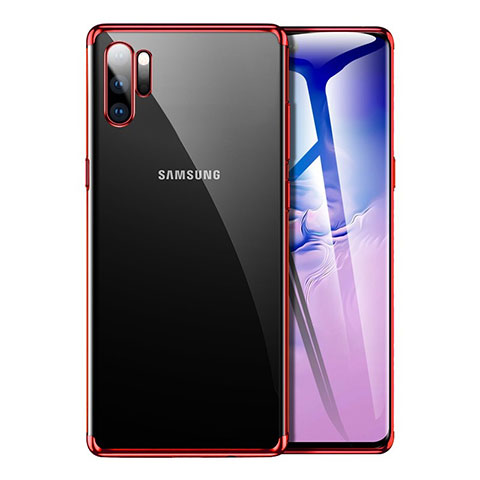Custodia Silicone Trasparente Ultra Sottile Cover Morbida H02 per Samsung Galaxy Note 10 Plus 5G Rosso