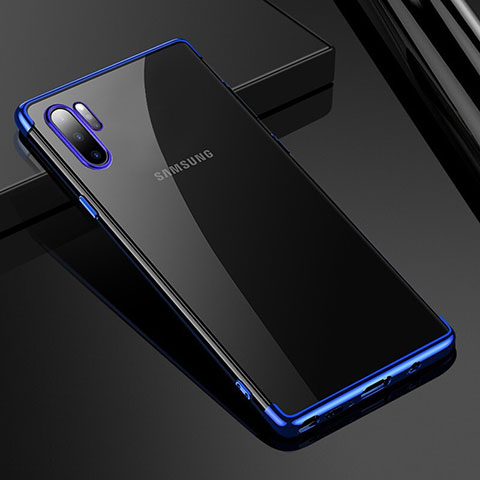 Custodia Silicone Trasparente Ultra Sottile Cover Morbida H02 per Samsung Galaxy Note 10 Plus Blu