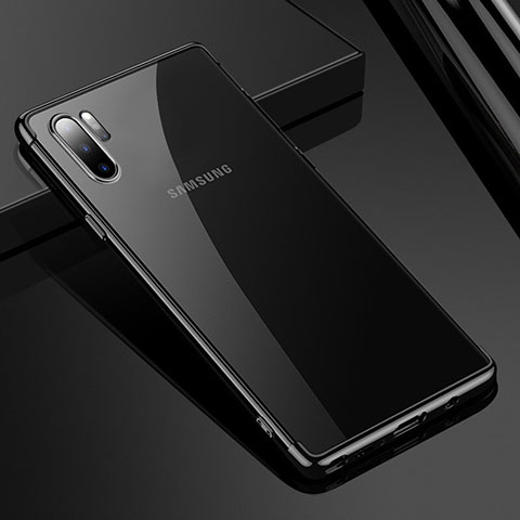 Custodia Silicone Trasparente Ultra Sottile Cover Morbida H02 per Samsung Galaxy Note 10 Plus Nero