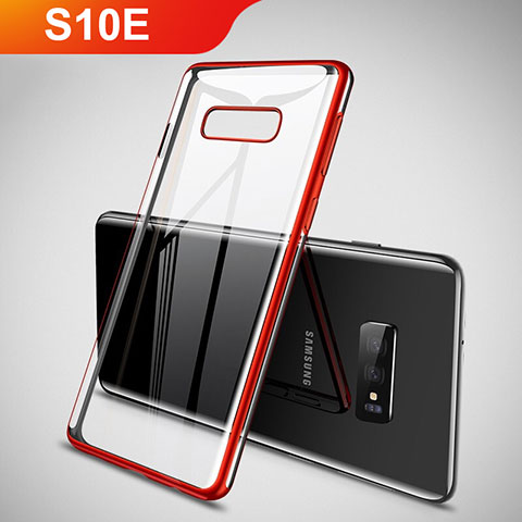 Custodia Silicone Trasparente Ultra Sottile Cover Morbida H02 per Samsung Galaxy S10e Rosso