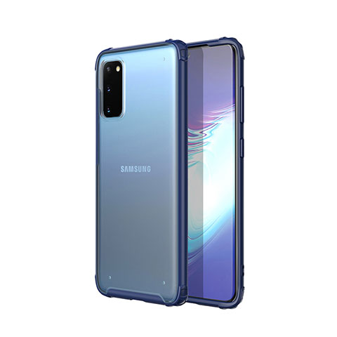 Custodia Silicone Trasparente Ultra Sottile Cover Morbida H02 per Samsung Galaxy S20 5G Blu