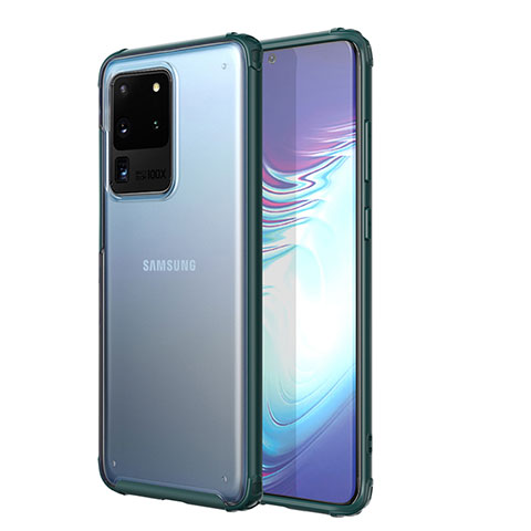 Custodia Silicone Trasparente Ultra Sottile Cover Morbida H02 per Samsung Galaxy S20 Ultra Verde