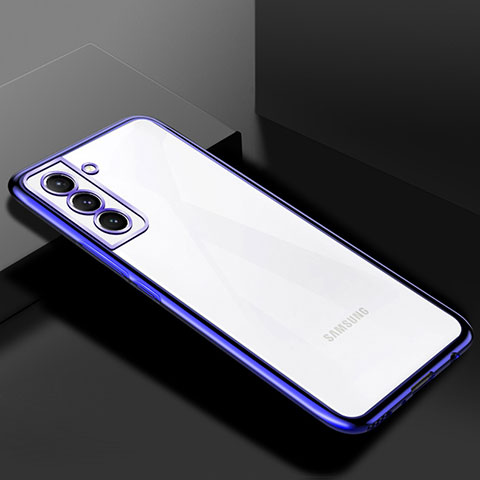 Custodia Silicone Trasparente Ultra Sottile Cover Morbida H02 per Samsung Galaxy S21 FE 5G Blu