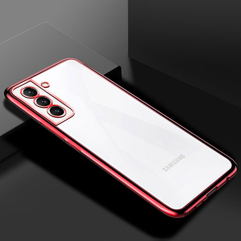 Custodia Silicone Trasparente Ultra Sottile Cover Morbida H02 per Samsung Galaxy S21 FE 5G Rosso