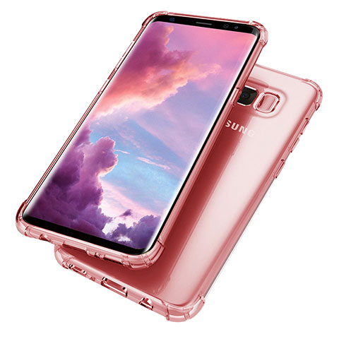 Custodia Silicone Trasparente Ultra Sottile Cover Morbida H02 per Samsung Galaxy S8 Plus Rosa
