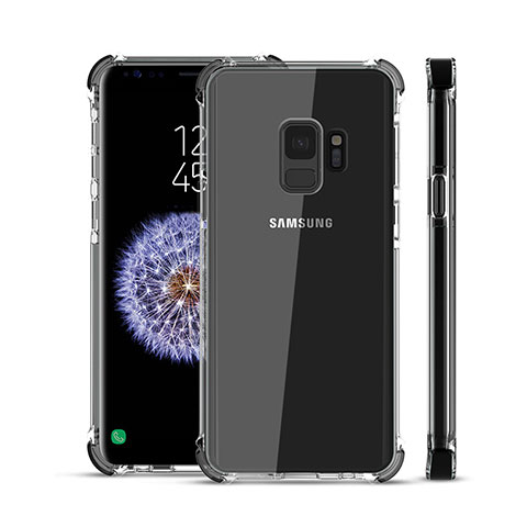 Custodia Silicone Trasparente Ultra Sottile Cover Morbida H02 per Samsung Galaxy S9 Nero