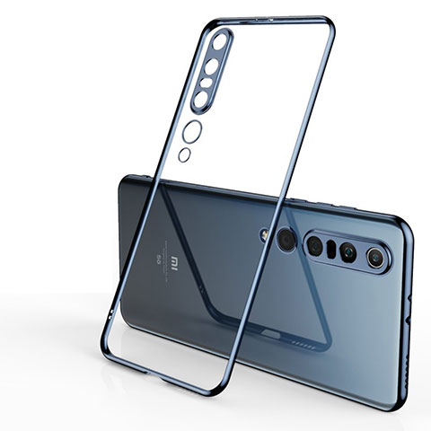 Custodia Silicone Trasparente Ultra Sottile Cover Morbida H02 per Xiaomi Mi 10 Pro Blu