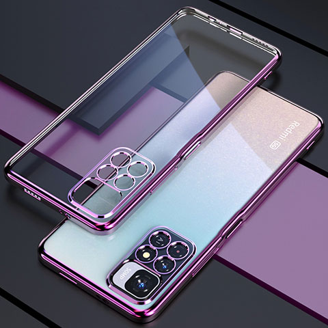 Custodia Silicone Trasparente Ultra Sottile Cover Morbida H02 per Xiaomi Mi 11i 5G (2022) Viola