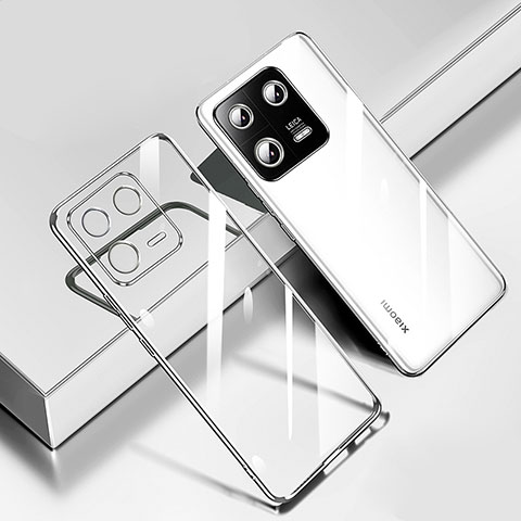 Custodia Silicone Trasparente Ultra Sottile Cover Morbida H02 per Xiaomi Mi 13 5G Argento