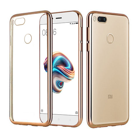 Custodia Silicone Trasparente Ultra Sottile Cover Morbida H02 per Xiaomi Mi 5X Oro