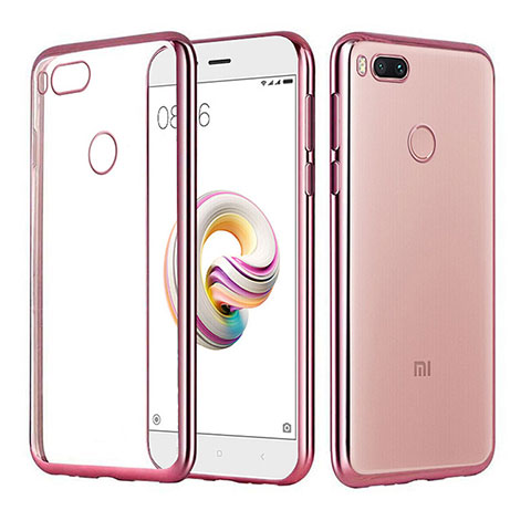 Custodia Silicone Trasparente Ultra Sottile Cover Morbida H02 per Xiaomi Mi A1 Oro Rosa