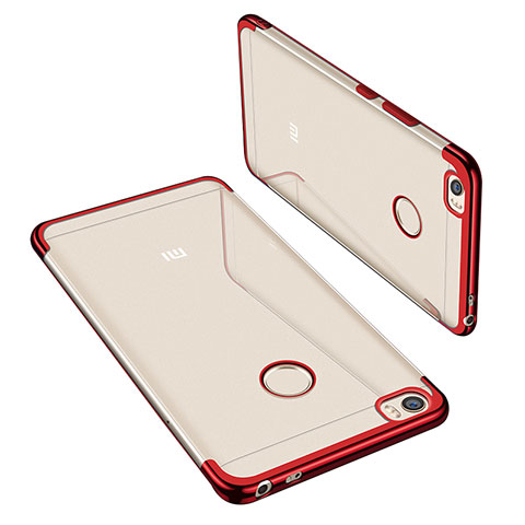 Custodia Silicone Trasparente Ultra Sottile Cover Morbida H02 per Xiaomi Mi Max Rosso