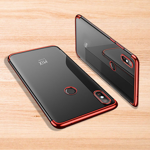 Custodia Silicone Trasparente Ultra Sottile Cover Morbida H02 per Xiaomi Mi Mix 3 Rosso