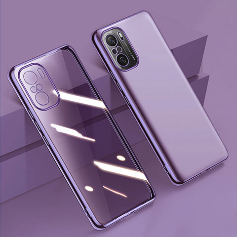 Custodia Silicone Trasparente Ultra Sottile Cover Morbida H02 per Xiaomi Poco F3 5G Viola