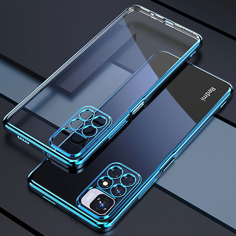 Custodia Silicone Trasparente Ultra Sottile Cover Morbida H02 per Xiaomi Redmi 10 4G Blu