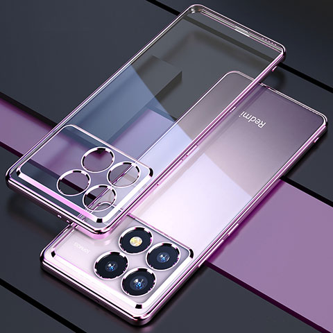 Custodia Silicone Trasparente Ultra Sottile Cover Morbida H02 per Xiaomi Redmi K70E 5G Viola