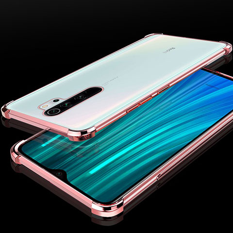 Custodia Silicone Trasparente Ultra Sottile Cover Morbida H02 per Xiaomi Redmi Note 8 Pro Oro Rosa