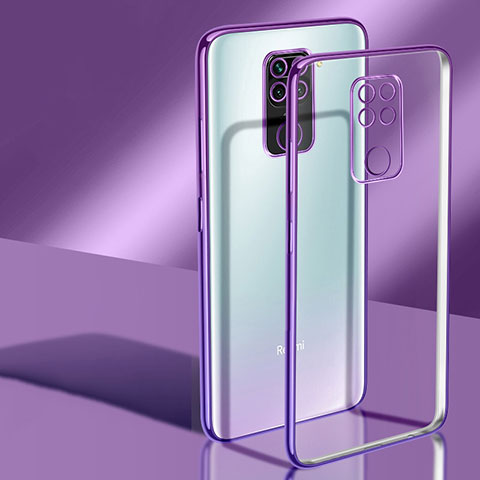 Custodia Silicone Trasparente Ultra Sottile Cover Morbida H02 per Xiaomi Redmi Note 9 Viola