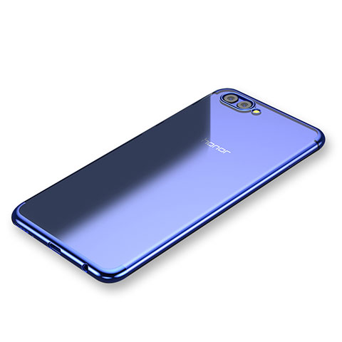 Custodia Silicone Trasparente Ultra Sottile Cover Morbida H03 per Huawei Honor V10 Blu