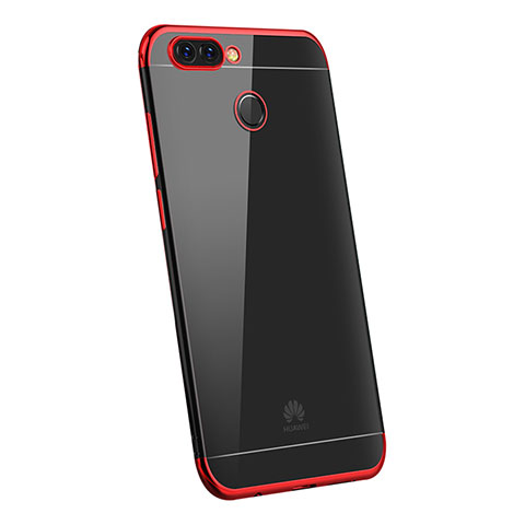Custodia Silicone Trasparente Ultra Sottile Cover Morbida H03 per Huawei P Smart Rosso