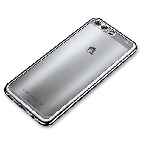 Custodia Silicone Trasparente Ultra Sottile Cover Morbida H03 per Huawei P10 Plus Argento