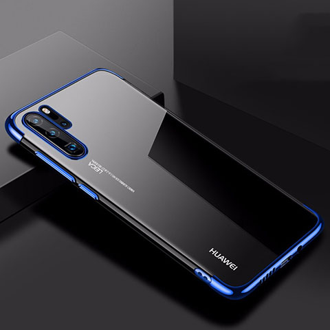 Custodia Silicone Trasparente Ultra Sottile Cover Morbida H03 per Huawei P30 Pro Blu