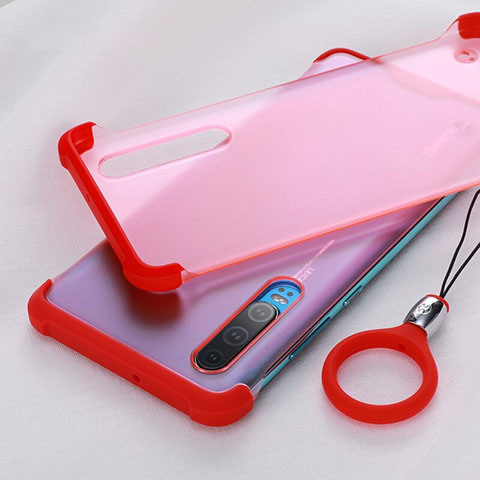 Custodia Silicone Trasparente Ultra Sottile Cover Morbida H03 per Huawei P30 Rosso