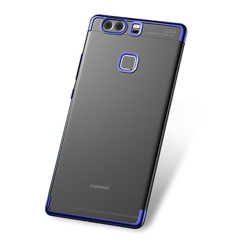 Custodia Silicone Trasparente Ultra Sottile Cover Morbida H03 per Huawei P9 Plus Blu