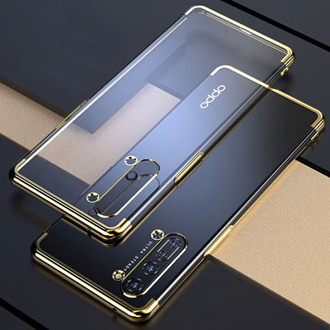 Custodia Silicone Trasparente Ultra Sottile Cover Morbida H03 per Oppo F15 Oro