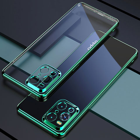 Custodia Silicone Trasparente Ultra Sottile Cover Morbida H03 per Oppo Find X3 Pro 5G Verde